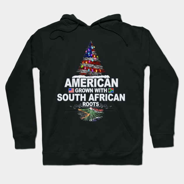 Christmas Tree  American Grown With South African Roots - Gift for South African From South Africa Hoodie by Country Flags